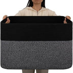 OIAHOMY 108L Extra Large Blanket Basket Dog Toy Basket Grey/Black by MasterofSpaceOptimization