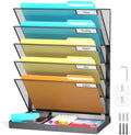 Legal /A4/ Letter Size Hanging Wall File Organizer Desktop File Organizer,6-Tier Wall Mount/Self Standing Paper Document Folder Holder,Mesh Magazine Rack for Office Home, Black ﻿ by Fun+storage