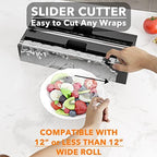 SpaceAid WrapNeat 2 in 1 Wrap Organizer with Cutter and Labels, Plastic Wrap, Aluminum Foil and Wax Bamboo Dispenser for Kitchen Storage Organization Holder for 12" Roll (Black) - Image 5