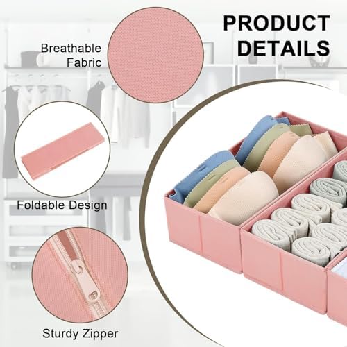 DIMJ Drawer Organizer for Clothing, 18 Pack Fabric Drawer Organizer Bins, Foldable Sock Organizer for Drawer, Dresser Organizer for Clothes, Socks, Bra, Tie - Image 2