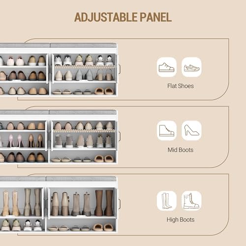 Hzuaneri 55.1" Shoe Storage Bench, Shoe Bench with 4 Doors & Padded Cushion - Image 7