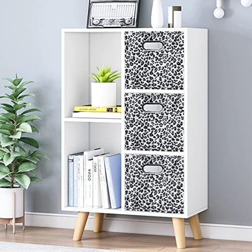 ANMINY Leopard Cheetah Print Storage Cubes Bins, Velvet, Gray, 11Inch 6PCS - Image 2