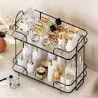 2 Tier Corner Bathroom Counter Organizer, Cosmetic Skincare Organizer, Bathroom Countertop Perfume Tray Vanity Organizer, Kitchen Spice Corner Storage Shelf - Image 5