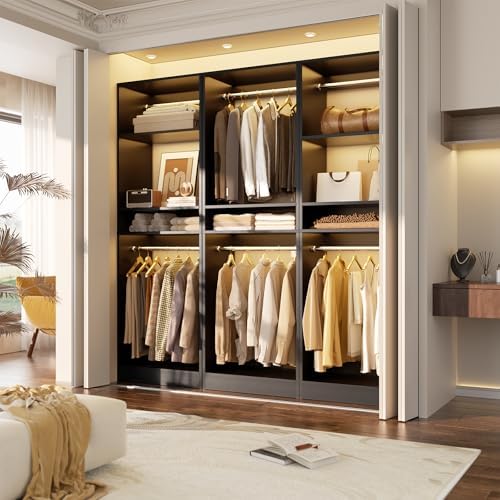 Unikito 25" Closet Organizer System with Hanging Rods and Shelves, Black - Image 5