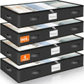90L Under Bed Storage Containers, Storage Bags, Organizers, 4-Pack, Black by Unknown