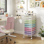 GIANTEX 10 Drawer Storage Cart, Rolling Craft Cart w/Metal Tabletop - Image 2