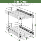 LOVMOR 2 Tier Individual Pull Out Cabinet Organizer 12½" W x 21½" D, Slide Out Kitchen Cabinet Storage Sliding Shelves - Image 3