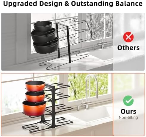 MUDEELA 8-Tier Pots and Pans Organizer under Cabinet, 15.9" H Heavy-duty - Image 6