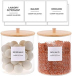 Glass Jars for Laundry Room Organization, Laundry Pods Container with 27 Labels, Detergent Holder with Bamboo Lid, Cute Storage Jars (Set of 2) - Image 2