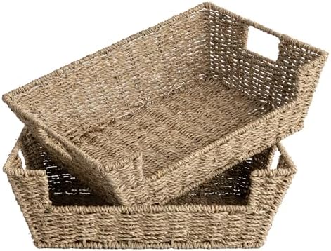StorageWorks Pantry Baskets for Organizing, Woven Baskets, Seagrass by StorageWorks