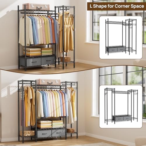 Golpart Heavy Duty Clothing Rack with Adjustable Shelves Clothes Wardrobe - Image 3