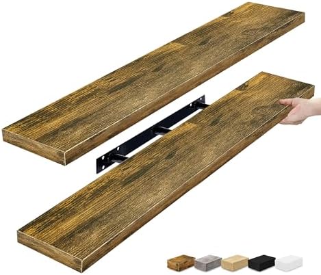 Sorbus Floating Shelves for Wall Storage (48 Inch, 2 Pack, Rustic Brown) by Sorbus