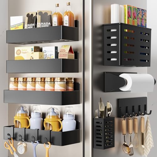 Mystozer Magnetic Spice Rack for Refrigerator Black, 8 Pack by Mystozer