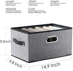 PRANDOM Large Collapsible Storage Baskets for Closet [5-pack] Decorative Fabric Storage Bins Cubes with Leather/Metal Handles for Shelves Bedroom Living Room Grey (14.9x9.8x8.3 Inch) - Image 6