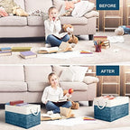 Fab totes Storage Bins 8-Pack, Foldable Storage Baskets for Organizing Toys, Books, Shelves, Closet, Large Storage Box with Rope Handles, Sturdy Organizer Bins, White & Blue - Image 6