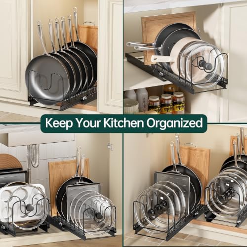 PanPanPal Pull Out Pots and Pans Organizer Under Cabinet, 1 Pack 8 Dividers - Image 7