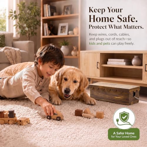 Patelai 2 Pcs Wooden Cable Management Box Scalloped Edge - Image 5