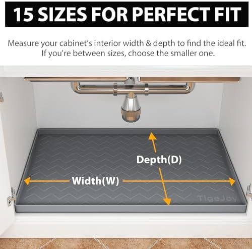 TigeJoy Under Sink Mats for Kitchen Waterproof 25" x 22", Cabinet Liner - Image 2
