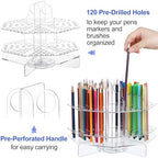 Eersida 120 Slot Acrylic Pen Holder Pen Clear Pencil Holder Display Stand Marker Organizer Acrylic Desktop Organizer the Hole Diameter Is 0.5 Inch for Art Supply Makeup Brushes Storage Craft Shows - Image 4