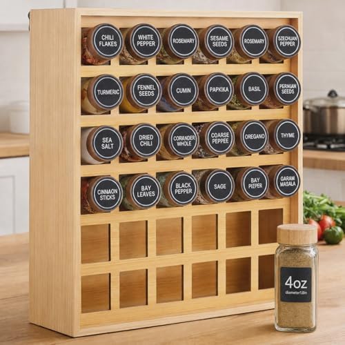 Novabright 36 Grids Bamboo Spice Organizer Wall Mount, Jars Not Included by Unknown