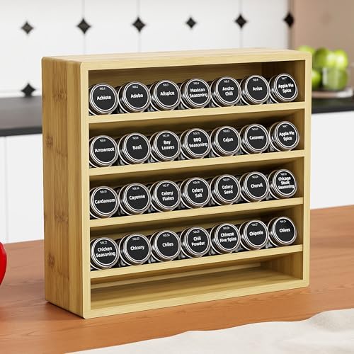 Orimade 4 Tier Spice Rack Organizer for Cabinet, Freestanding Bamboo Seasoning Rack for Countertop, Cupboard, Pantry, Kitchen, 13.18 x 4.13 x 12.2 inches(Spice Jars Not Included) - Image 2