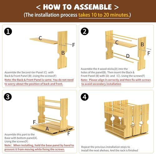 Jolitac Bamboo Pull Out Spice Rack for Cabinet, Slide Out Drawers - Image 5