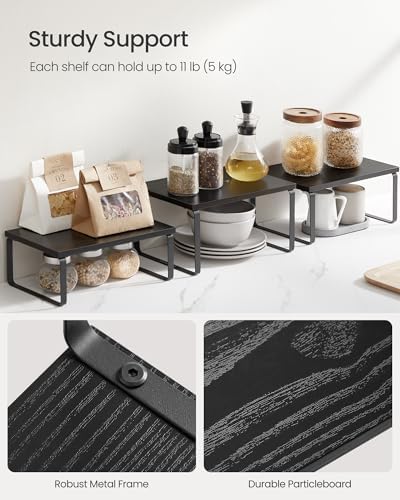 SONGMICS Cabinet Organizer Shelf, Set of 3 Spice Rack, Kitchen Storage - Image 4