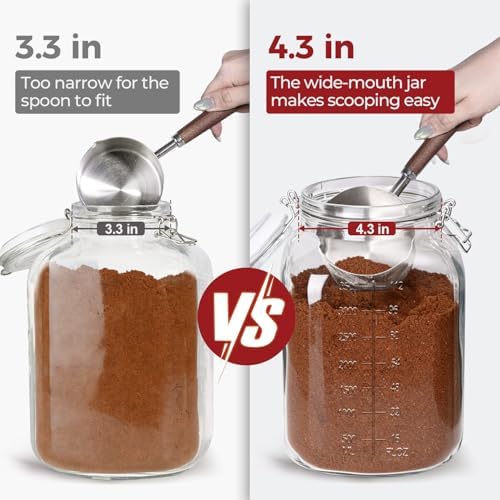 Large Glass Jars with Airtight Lids 1.1 Gallon 2 Pack Flour Jar - Image 4