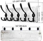 SKOLOO Rustic Wall Mounted Coat Rack: 16" Stud Spacing, Pine Real Wood Plank Wall Coat Rack with 5 Triple Hooks, Farmhouse Coat Hanger Wall Mount for Hanging Backpack Jacket Coat Hat - Image 4