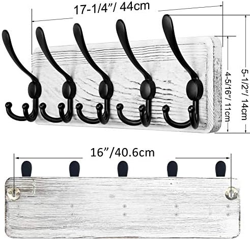 SKOLOO Rustic Wall Mounted Coat Rack: 16" Stud Spacing, Pine Real Wood Plank Wall Coat Rack with 5 Triple Hooks, Farmhouse Coat Hanger Wall Mount for Hanging Backpack Jacket Coat Hat - Image 4
