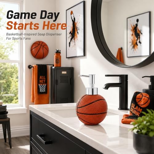 4-Piece Sports Bathroom Accessories Set Complete with Basketball Lotion/Soap Dispenser,Soccer Bath Cup/Tumbler,Base Ball Soap Dish,Football Toothbrush Holder - Image 6