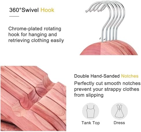 TOPIA HANGER American Red Cedar Wooden Clothes Hangers for Closet 10 Pack - Image 2