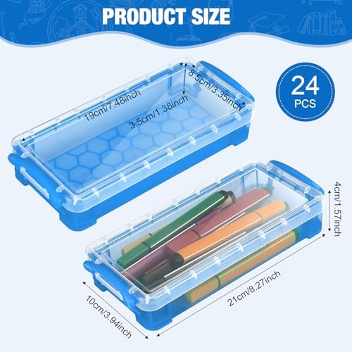 Gueevin 24 Pcs Pencil Box Clear Plastic Pencil Case, Cute Blue - Image 2