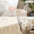 OIAHOMY 105L Laundry Hamper Woven Cotton Rope Large Clothes Hamper Yellow - Image 5