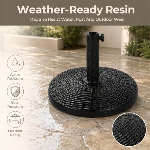 22 Lbs 17.72 Inch Round Umbrella Stand, Heavy Duty Weighted Base for Outdoor Market Parasols, Stable Holder for Patio Deck Lawn Garden Poolside, Black - Image 5