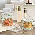 Green Shamrocks and Rainbows Qtip Holder Waterproof Dustproof Apothecary Jars with Lids For Bathroom Cotton Swabs Makeup Sponges Floss Picks Bath Salts 2 Pack - Image 4