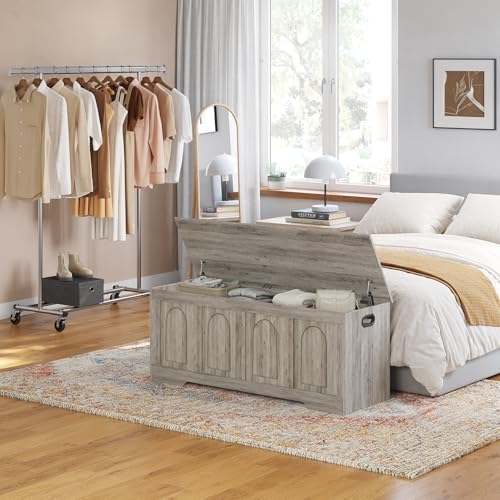 DINZI LVJ Storage Chest, Wooden Toy Box, Gray Wash 47.2" L - Image 2