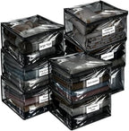 Plastic Storage Bags with Easy-Glide Zipper, Pack of 8, Durable Clear Vinyl Zippered Storage Bags for Clothes Sweaters Comforters Blankets Sheets Bedding (23.6 x 16.9 x 13.8 Inch, Transparent Black) by Kikerike
