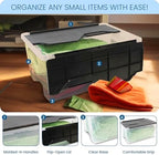 ORGANIZE-IT!, 6-Pack Flip-Top Tote 28 Qt, Storage Bin with a Clear Plastic Base, Black Lid, Stackable, 18" L X 12" W X 8" H - Image 4