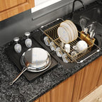 MAJALiS Gold Expandable Dish Drying Rack Over Sink with Extra Drainboard by MAJALiS