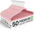 HOUSE DAY Premium Velvet Hangers 50 Pack Pink, Non-Slip Flocked Felt Hangers, Sturdy Clothes Hanger Heavy Duty Coat Hanger, Durable Slim for Closet Space Saving by HOUSEDAY