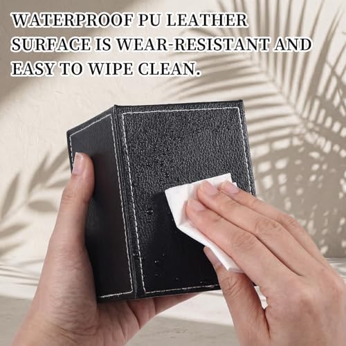4 Pack PU Leather Pen Pencil Holder Square Desk Pencil Cup Organizer - Image 3