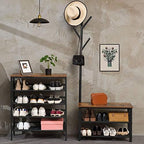 HOOBRO Coat Rack Shoe Bench, 3-Tier Shoe Rack, Industrial Storage Bench - Image 5