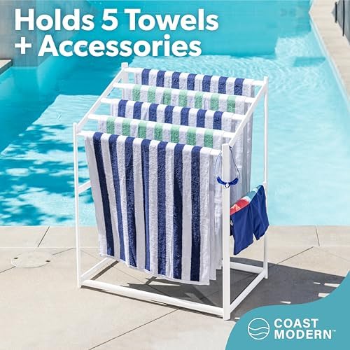 Coast Modern Pool Towel Rack – Choose Your Color - Outdoor & Indoor 5 Beach Towel PVC Drying Rack - Image 2