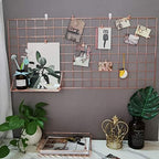 Multifunction Electroplated Bling Metal Mesh Grid Panel, Wall Photo Artwork Display and Organizer for College Dorm Living Room, Pack of 1 Pcs, 17.7" x 37.4", Rose Gold - Image 3