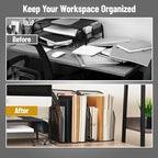 Mind Reader Vertical File Organizers, Desktop File Holders for Folders, Magazines, and Paperwork, Workspace Organizer, Metal Mesh, Set of 2, Black - Image 5