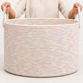 OrganiHaus Round Toy Basket & Blanket Basket, Cotton Rope 20x13" by OrganiHaus