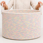 OrganiHaus Round Toy Basket & Blanket Basket, Cotton Rope 20x13" by OrganiHaus