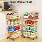 SAYZH 4-Tier Fruit and Vegetable Basket Stand for Kitchen, Wood Top, White - Image 7