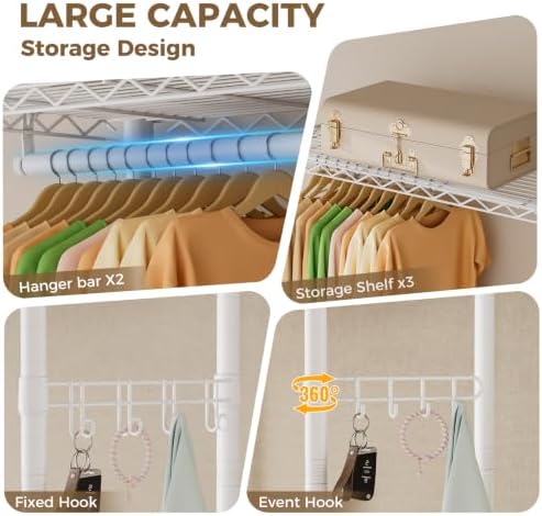 Golpart Heavy Duty Rolling Clothes Rack Wheels Portable Metal Garment Rack - Image 5